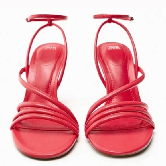 Zara High Heeled Strap Sandals in Watermelon size 38 EU / 7.5-8 US - Picture 4 of 10